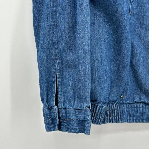 Murelis Vintage Blue Denim Chambray Jacket Womens Medium 80s Y2K Gold Embelished - Picture 6 of 10
